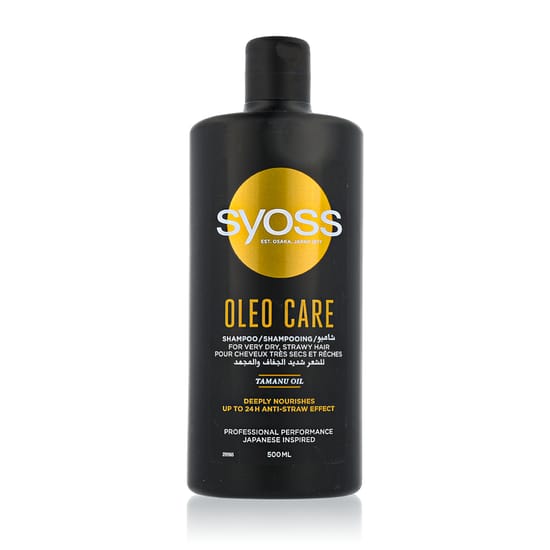 Syoss Oleo Care Shampoo shown for a nourishing hair-wash routine
