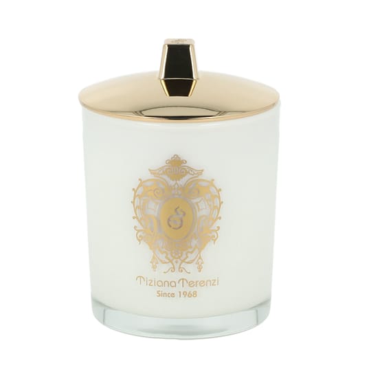 Tiziana Terenzi Gold Rose Oudh Scented Candle in White Glass
