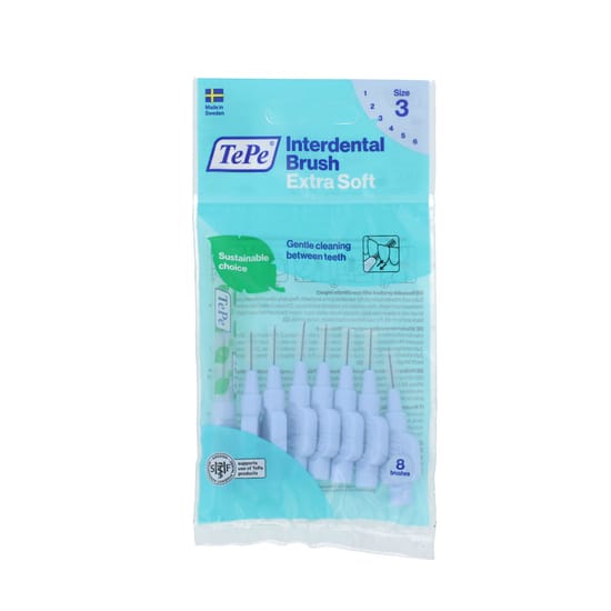 TePe Extra Soft: синие межзубные щётки 0,6 мм, упаковка 8 штук