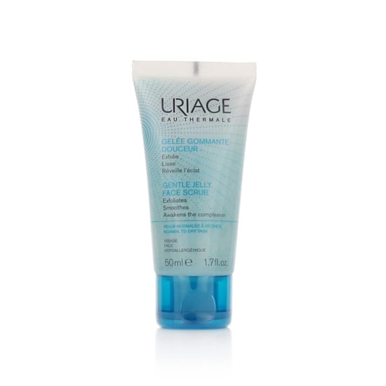 Uriage Eau Thermale Gentle Jelly Face Scrub shown in its skincare packaging