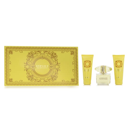 Versace Yellow Diamond EDT rinkinys su dušo geliu, kūno losjonu ir kosmetine