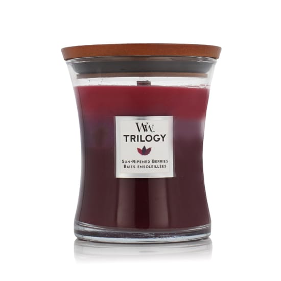 WoodWick Trilogy Hourglass kvapioji žvakė su saulėje sunokusių uogų aromatu