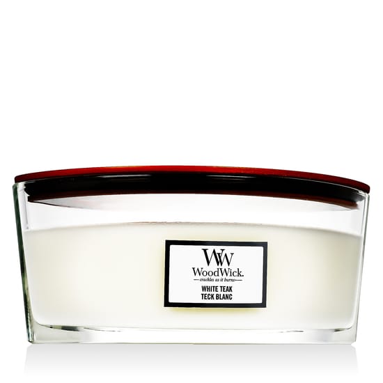 WoodWick Ellipse White Teak kvapni žvakė namų aplinkai