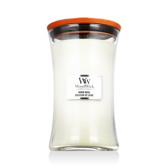 WoodWick Warm Wool large hourglass scented candle for home fragrance