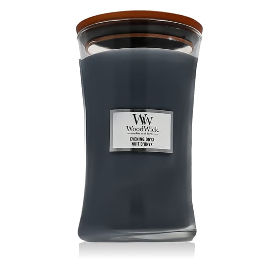 WoodWick Evening Onyx kvapioji žvakė smėlio laikrodžio formos inde
