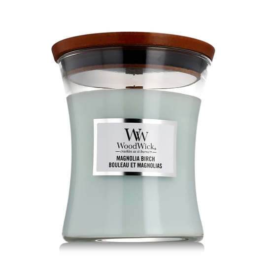 WoodWick Magnolia Birch kvapioji žvakė „Hourglass“ namų interjerui