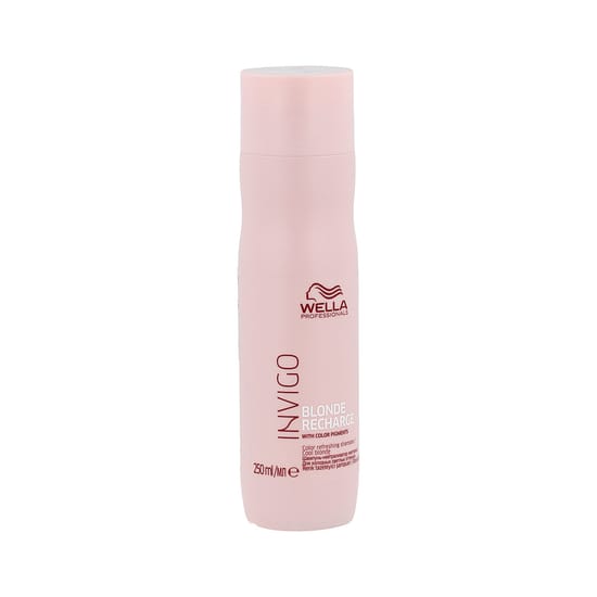 Wella Invigo Blonde Recharge Shampoo bottle for blonde hair care
