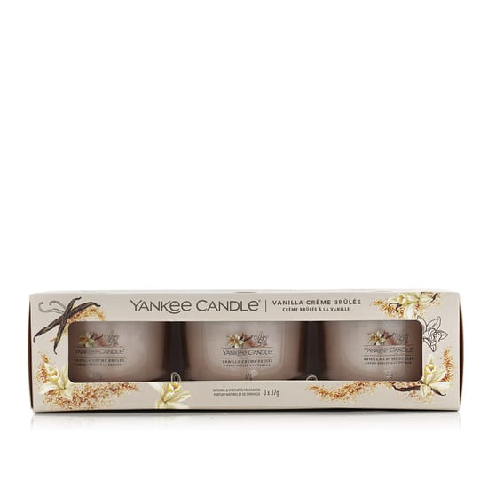 Yankee Candle Vanilla Crème Brûlée scented candle set, three 37 g candles